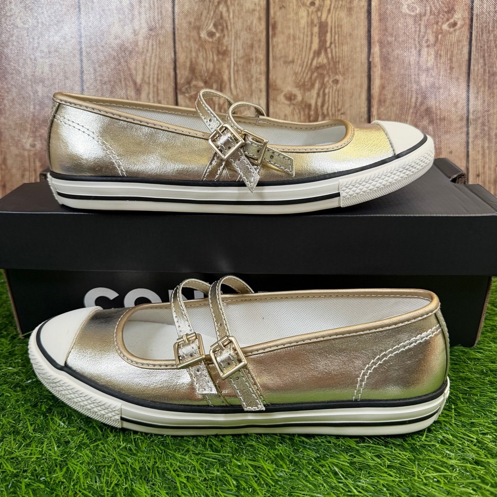 Converse CTAS Dainty Mary Jane Shoes Womens size 7.5 Gold Metallic New